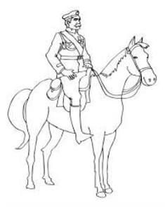 Portrait of Józef Piłsudski on a horse coloring page